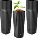 Nuenen 100 Pcs Tall Tree Pot Plastic Deep Plant Nursery Pots Black Seedling Treepots Flower Plant Container with Drainage Holes for Indoor Outdoor Gardening (11.8" H X 3.9" W)