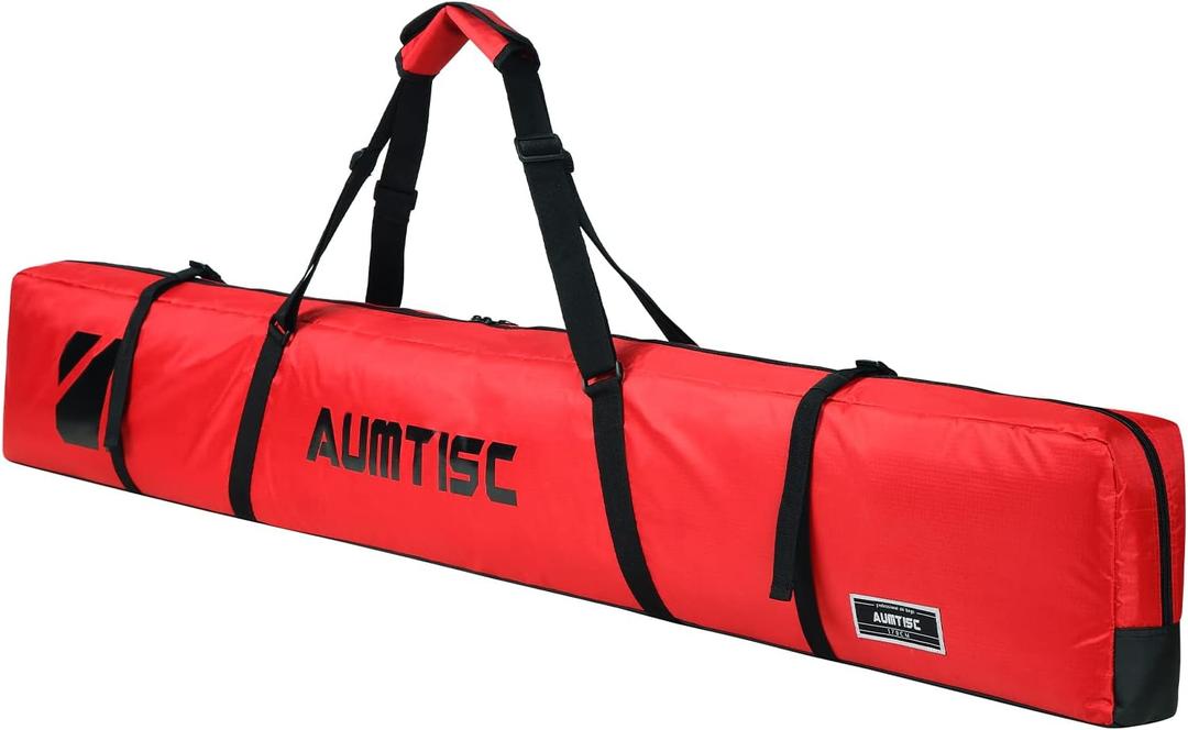 AUMTISC Fully Padded Ski Bag, Single Ski Bags for Air Travel, Waterproof Snow Ski Bag for Flying with Adjustable Handle, Perfect for Skiing, Storage and Transport, 170 185 cm