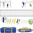 Volleyball Net for Backyard, No Sagging Professional Heavy Duty Outdoor Portable Net Set with Poles, Adjustable Height, Includes Volleyball & Carry Bag, Ideal for Beach and Grass, 32' L X 8' H