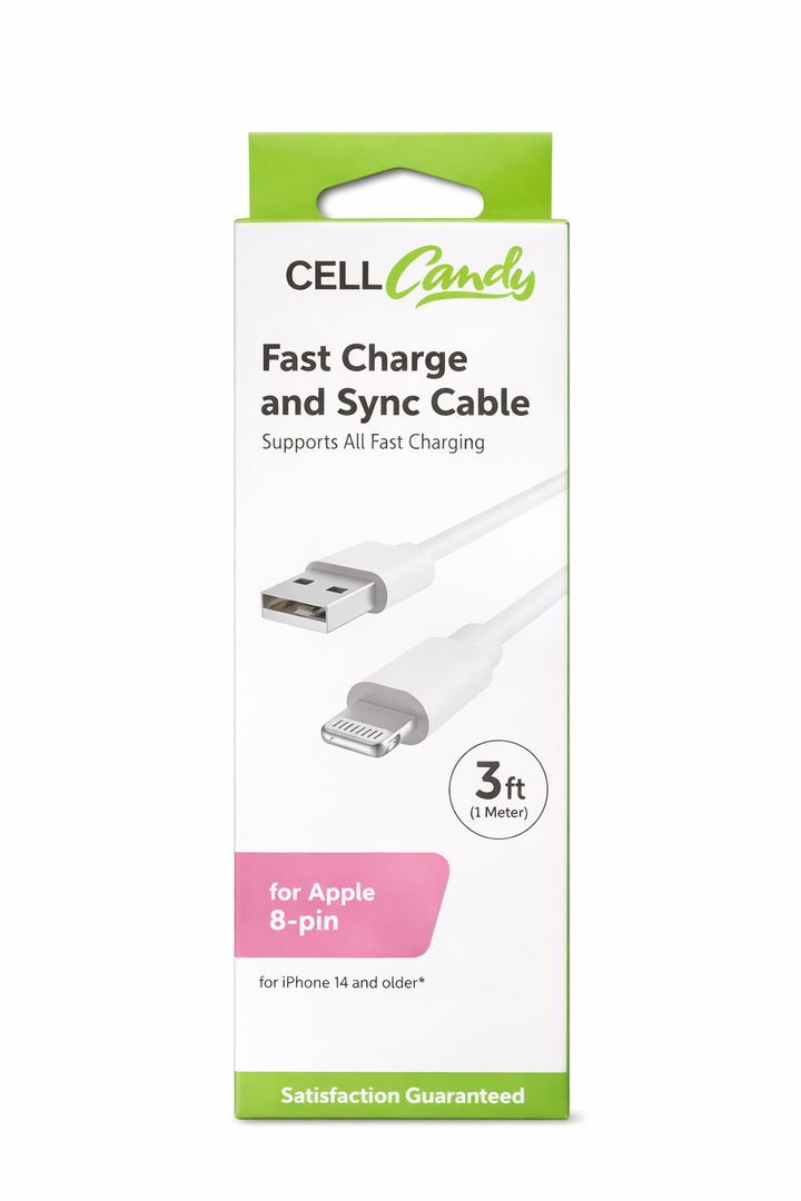Cell Candy Fast Charge and Sync Cable,  3 Ft