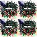 Red Green Solar Christmas Lights Outdoor Decorations Waterproof, Tatal 4 Pack 400LED 132FT Solar String Lights Green Wire with 8 Modes, Christmas Fairy Light for Xmas Tree Party Wedding Garden Decor