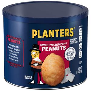 PLANTERS Sweet 'N Crunchy Peanuts, 10 oz. can (Pack of 6) BBD 08JUL 2026