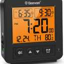 Geevon Smart Night Light Small Digital Alarm Clock with 2 Increasing Beep Alarm, Indoor Temperature, Battery Operated Travel Clock for Bedroom, Bedside, Desk(Black)