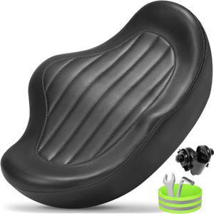CDYWD Noseless Oversized Bike Seat for Men Women Comfort, Extra Wide Padded Bicycle Seat Cushion, Large Comfortable Bike Saddle for Peloton, Stationary Exercise Bike, Beach Cruiser, City Bike, Ebike