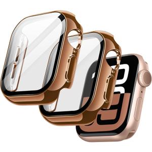 JETech Plated Case with Screen Protector for Apple Watch Series 11/10 42mm, Metallic Luster Design, Overall Protective, Built-in Tempered Glass Film High Sensitivity, 2 Pack (Copper Rose Gold)