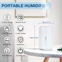 Portable Mini Humidifier, 300ml USB Cool Mist Small Humidifier with Colorful Lights. Perfect for Bedroom, Office, Plants, travel & Car (White)