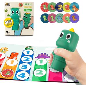iPlay, iLearn Kid Dinosaur Sticker Stamp Set - 400+ Stickers 18-Page Activity Book, Toddler Creative Mess-Free Art Craft Educational Travel Toy, Birthday Easter Basket Gifts 3 4 5 6 Year Old Girl Boy