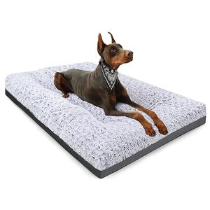 POCBLUE Deluxe Washable Dog Bed for Large Dogs Dog Crate Mat 35 Inch Comfy Fluffy Kennel Pad AntiSlip for Dogs Up to 60 lbs, 35" x 23", Grey