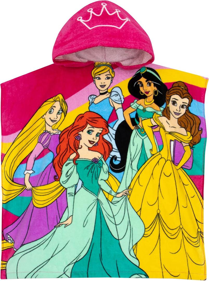 Disney Girls Towel Poncho | Hooded Princess Beach Towel | Kids' Bath Towels | Pink One Size