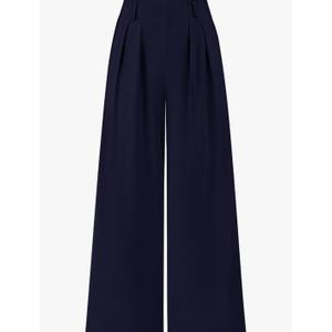 BTFBM Women's Elegant Flowy Dress Pants Front Pleated High Waisted Casual Wide Leg Loose Palazzo Trousers with Pockets Large