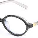 ICARA Fashion Rhinestone bling Reading Glasses for Women Retro Oval Reader Trendy Diamond Party Magnifying Glasses