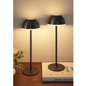 Cordless Table Lamp, Rechargeable, Touch control, 3 Color Temperature, Stepless Dimming, LED Memory Function, Portable, Battery Operated Lamp for Bedroom Restaurant Dinning Kitchen Living Room Home (2 Pack, Black)