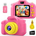 Desuccus Kids Camera for Girls 3-12, 1080P HD Digital Camera with 32GB SD Card - Toddler Camera, Christmas Birthday Gift Toys for 4 5 6 7 8 9 10 11 Year Old Girls (Pink)