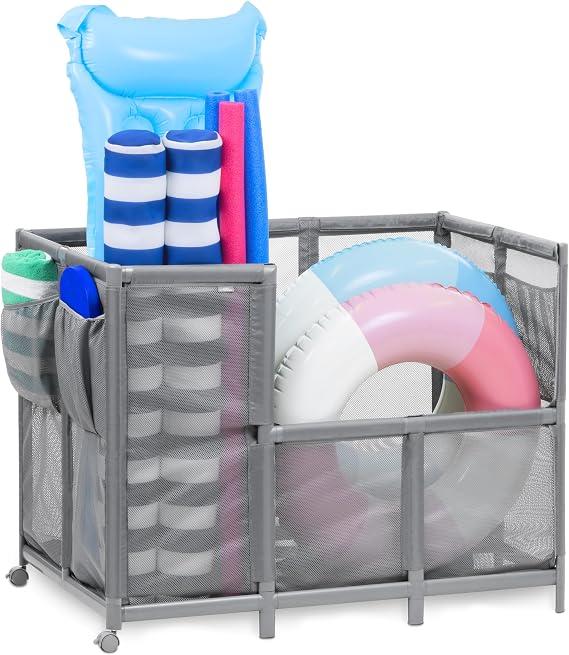 Coast Modern Pool Organizer for Floats and Toys - Extra Large Mesh Pool Storage Bin for Outdoors - Gray (Incomplete)