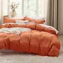 Bedsure Burnt Orange Duvet Cover Queen Size - 3 Pieces Prewashed Extra Soft Bedding Set, Includes 1 Duvet Cover 90x90 Inches with Zipper Closure & 2 Pillow Shams, Comforter Not Included