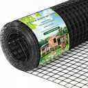 Gbekery Black Hardware Cloth 1/2inch 48in x 100ft 19 Gauge, PVC Coated Galvanized Steel Chicken Wire Fence Roll Garden Plant Welded Metal Wire Fencing Roll, Rabbit Cages Snake Fence, Black