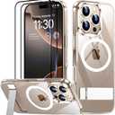 SPIDERCASE Magnetic for iPhone 16 Pro Max Case, with 2Pcs [Tempered Glass Screen Protector] [ Military Grade Drop Protection] Invisible Kickstand Slim Case for iPhone 16 Pro Max 6.9", Clear
