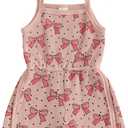 YINGISFITM Toddler Baby Girl Clothes Bowknot Sleeveless Halter Overalls Shorts One Piece Romper Jumpsuit Summer Outfit (3-4T, Watermelon Red)