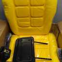 Universal Tractor Seat with Adjustable Backrest and Headrest, Yellow Forklift Seat with Armrest and Self-rebounding Safety Belt, Heavy Duty Seat for Excavator Lawn Mower Backhoe Dozer