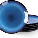LERATIO Ceramic Dinner Plates Set of 6, 10.5 Inch Handmade Reactive Glaze Porcelain Plates, Coupe Shape Dinnerware Dishes Set for Kitchen,Oven& Microwave & Dishwasher Safe, Scratch Resistant-Blue