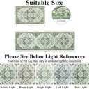 Ileading Kitchen Anti Fatigue Mat Set of 2 Non Skid Waterproof Kitchen Floor Mat Vintage Cushioned Comfort Standing Mat Boho Kitchen Rug Runner for Kitchen Sink Laundry, 20"x71"+20"x32", Green