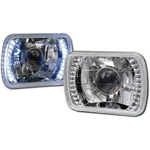 Universal 7X6 Chrome DRL White LED Sealed Beam Projector Head Lights Lamp for H6052, H6054 & H6014