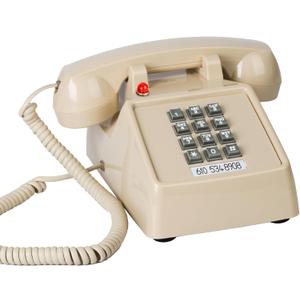 Sangyn Retro Landline Phone Classic 2500 Analog Desk Phone with Indicator Mechanical Ringer Vintage Corded Telephone Old Phone for Home School Hotel Office (Beige)