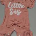 Sejardin Baby Girl Romper Letter Embroidery Newborn Infant Summer Clothes Short Sleeve Ruffle Crew Neck Jumpsuit Headband, Size 0-3 Months