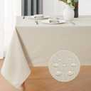 Rectangle 4 Feet Tablecloth 52x70 inch Linen Textured Table Cloth Stain and Wrinkle Resistant Washable Polyester, Decorative Table Cover Waterproof for Dining, Buffet and Camping, Beige