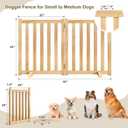 24" Height Tall Freestanding Pet Gate, Solid Wood Folding Safety Fence Wooden Dog Gate with 2 PCs Support Feet Ideal for Stairs, Doorways, Halls, Kitchens, Heavy Duty Gates, 2 Panels, Natural