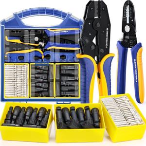 Haisstronica 25PCS Solar Crimping Tool Kit, 20 Pairs MC4 Connectors AWG14-10(2.5/4/6mm) with Stripper and Spanners for Solar Panel PV Cable Installation