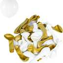 30PCS 5 inch Party Balloon Decoration for Wedding, Birthday, Made from Strong Latex, Solid Color, White + Gold