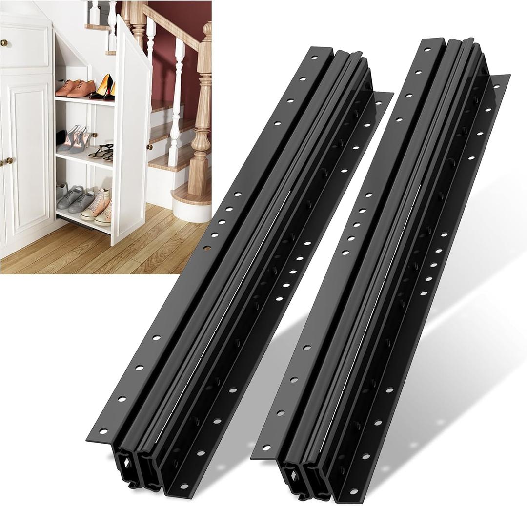 NECILO 28 Inch Undermount Heavy Duty Drawer Slides, 260 lbs Load Capacity, Full Extension Ball Bearing, Concealed Drawer Slides Suitable for Under-Stair and Base Cabinet, Bottom Mount, 1 Pair