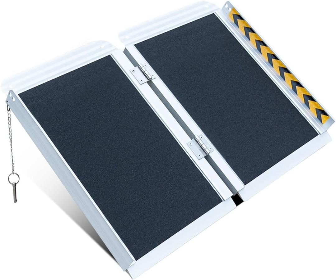 Portable Wheelchair ramp 2FT,No-Slip Aluminum Folding Handicap Ramp 800lbs Weight capacaity, Wheel Chair ramp for Home Steps, Stairs, Car