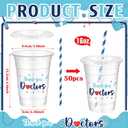 50 Pack National Doctor Day Gifts Thank You Doctors Cups Bulk 16 oz Disposable Clear Plastic Drinking Cup with Lid and Straw Appreciation Gifts Bulk for Medical Staff Nurses Holiday Party Supplies