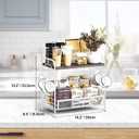 Coffee Bar Organizer for Countertop Station, Simple Assembly 2 Tier Shelf for Home,Office, Coffee Cup Holder Storage Organization for Counter Accessory Storage Rack with 4 Hooks Space-Saving