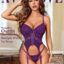 Avidlove Lingerie For Women Naughty Bra And Panty Sets With Garter Underwire Lace Corset Top Outfits S-XXL