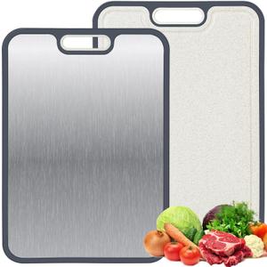 Titanium Cutting Board, Dual-Sided Chopping Board with Juice Groove, Non-Porous & Odor Resistant, 16"x11" Large Kitchen Board for Meat, Fruit & Vegetables