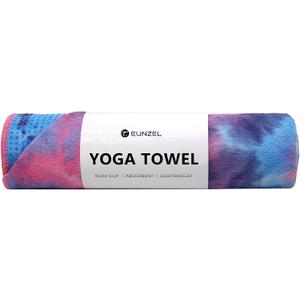 Eunzel Hot Yoga Towel - Microfiber Non Slip Yoga Mat Towel with Grip Dot Sweat Absorbent Towel for Hot Yoga, Pilates and Fitness 72" x 24", Purple & Blue/Pink