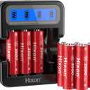 Hixon Rechargeable Lithium AA Batteries,8Pack 1.5V Li-ion Batteries with 2H Fast LCD Charger,3500mWh High-Capacity Long-Lasting Constant Output for Xbox/VR,Blink,Smart Lock,etc.
