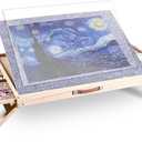 FNTSTICGOODS 1500 Piece Jigsaw Puzzle Table with Drawers - 34 X 25 - Wooden Puzzle Table with Cover | 3-Tilting-Angle Adjustable & 4 Drawers - Portable and Felted Anti-Slip Surface