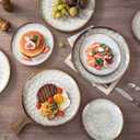Henten Home Ceramic Dessert Plates, 8.5 Inch Salad Plate Set of 4, Porcelain Snack Serving Dishes for Cake, Kitchen, Microwave & Dishwasher Safe, Reactive Glaze (White)