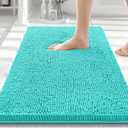 Smiry Luxury Chenille Bathroom Rugs 30x20, Extra Soft and Absorbent Shaggy Bath Mat, Machine Washable, Non-Slip Plush Carpet Runner for Tub, Shower, and Floor, Home Decor Accessories, Turquoise