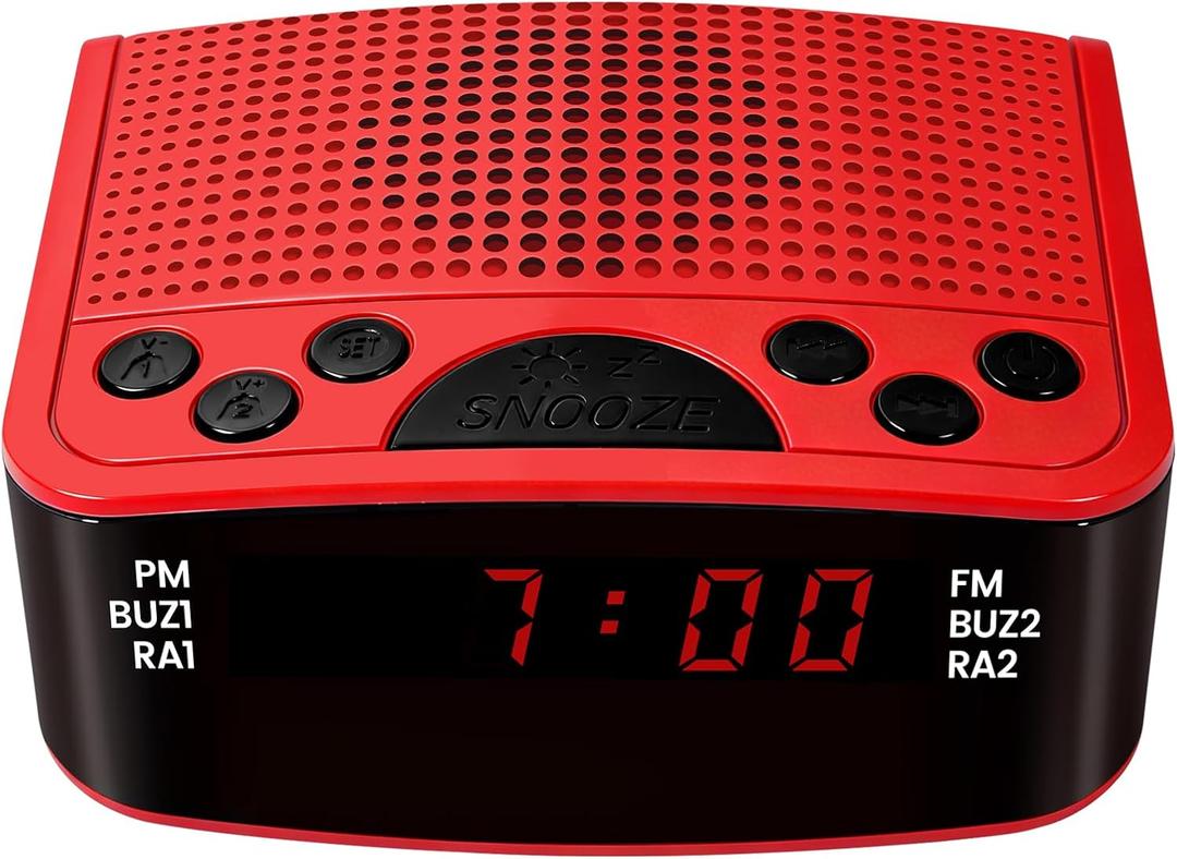 Alarm Clock Radios for Bedrooms with Dual Alarm, Sleep & Snooze Functions,Bedside Digital FM Radio with Sleep Timer, Adjustable Volume,Clock Radio for Bedroom Heavy Sleepers