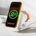 iVANKY Qi2 Certified Wireless Charging Station for iPhone 17, 3 in 1 Foldable Charger for MagSafe Magnetic Stand for iPhone 17/16/15/14/13/12/11/X Pro/Max/Plus/Air, Apple iWatch, Airpods