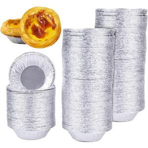 Yesland 500 Pack Aluminum Foil Egg Tart Molds, 2.8 Inch Disposable Pie Tins Pans and Tinfoil Cupcake Circular Baking Cup for Baking, Making Tarts, Quiche Pie, Caramel Pudding