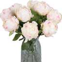 10pcs Peonies Artificial Flowers Fake Silk Peonies with Single Stem Faux Peonies Flowers for Wedding Table Centerpieces Home Decorations Bridal Bouquets Floral Arrangements (Champagne)