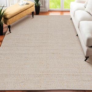 Hand Woven Jute Cotton Area Rug 5'x8' ft Rectangle Natural Farmhouse Rug for Living Room, Bedroom Kitchen - Rustic Vintage Bohemian Eco-Friendly Carpet Home Dcor 60"x96" Natural