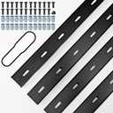 2 Pack 36L x 3W C Channel Steel Support, 3/4" Leg, Metal Support Bracing Hidden C Bracket for Table Top Live Edge Slab Woodworking, Black Coat Finish 7 Holes, Inserts & Bolts Included