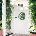 18" St. Patrick's Day Shamrocks Wreath for Front Door Artificial Clover Wreath with Hydrangea Green Leaves Bow Welcome Board for Irish St. Patrick's Day Decoration Home Spring/Summer Decor